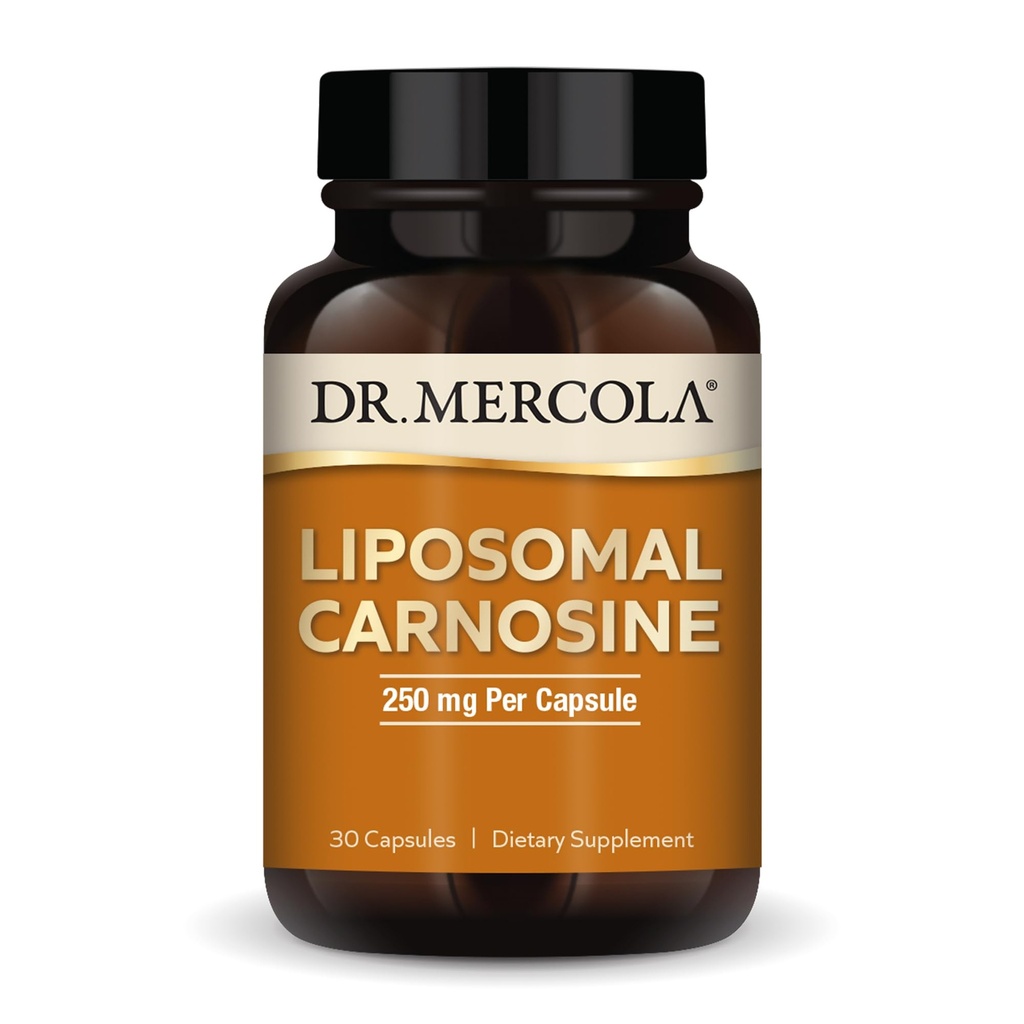 Dr. Mercola Liposomal Carnosina, 250mg Por Cápsula, 30 Serviciones (30 Cápsulas), Suplemento dietético, apoya la salud metabólica, no GMO