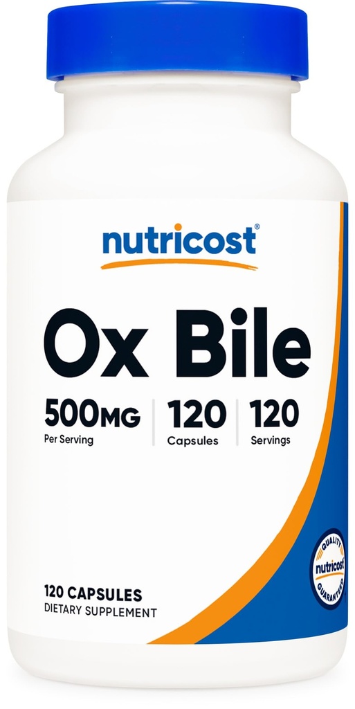 Nutricost Ox Bile Capsules 500mg Por Serving (120 Capsules) - Gluten Free &amp; Non-GMO