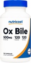 Nutricost Ox Bile Capsules 500mg Por Serving (120 Capsules) - Gluten Free &amp; Non-GMO