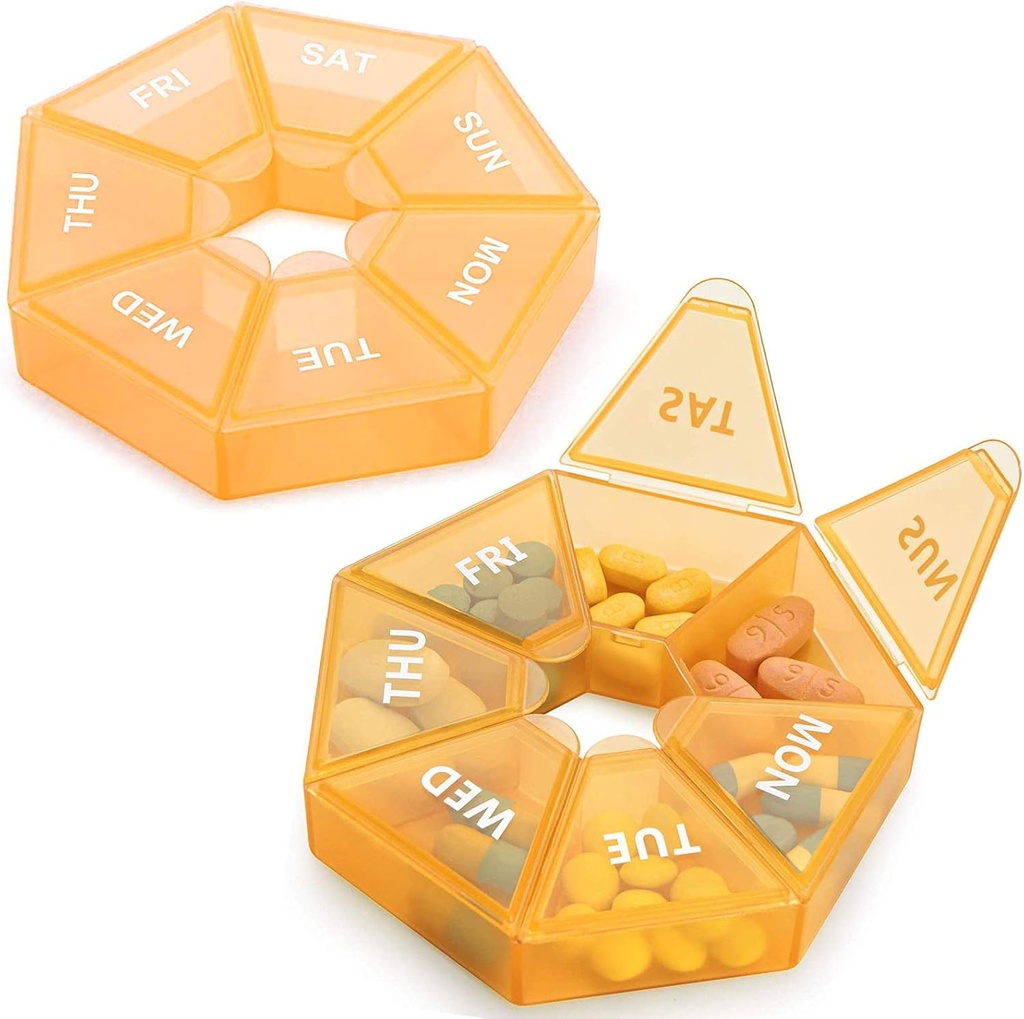 2PCS Organizador semanal de píldoras Gran caja de píldoras de 7 días Organizador de medicina diaria Caso de vitamina Píldoras de aceite de pescado Suplementos Artritis Friendly