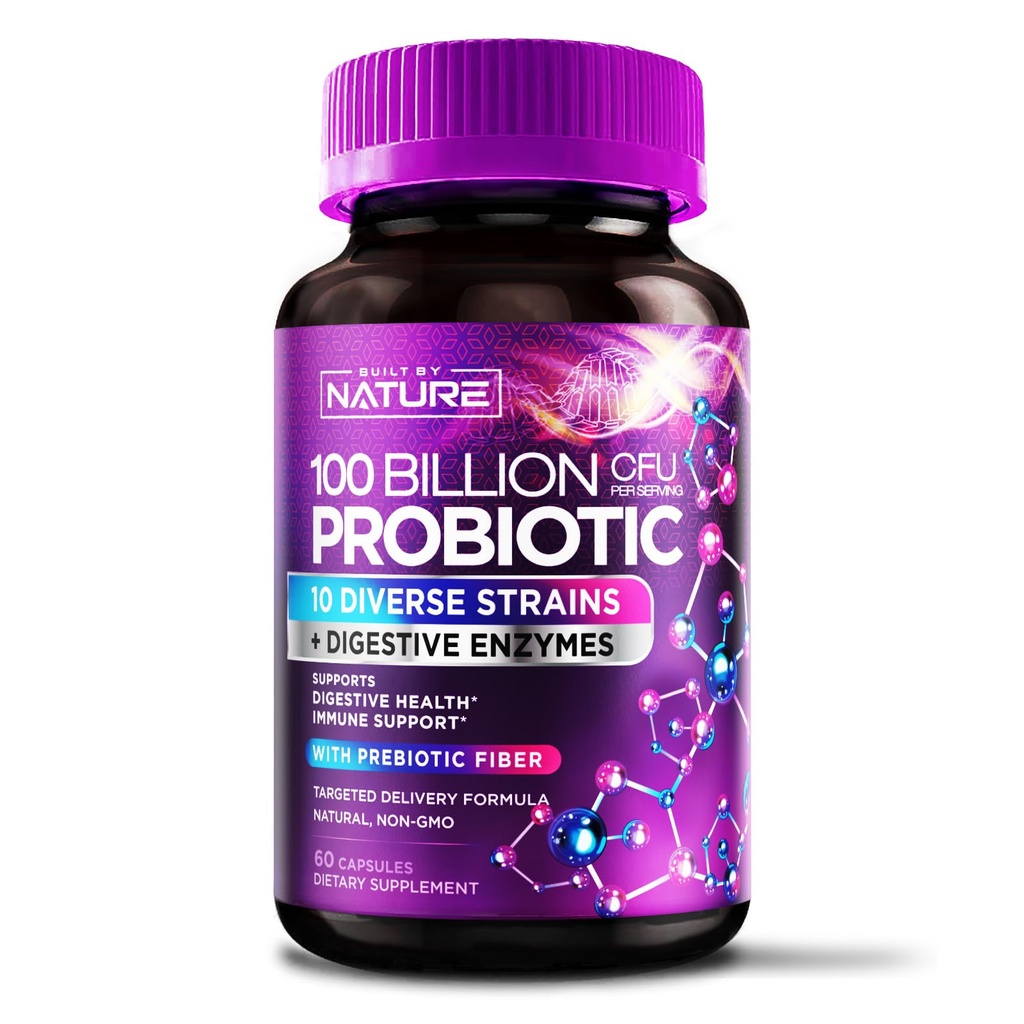 90 Billion CFU Probiotic - Daily Digestive Gut Health Supplement for Men &amp; Women - Lactobacillus acidophilus, Bifidobacterium & Prebiotics - Non-GMO, Gluten & Dairy Free, Shelf-Stable - 60 cápsulas