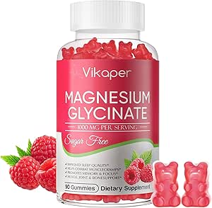 Magnesium Glycinate Gummies Sugar Gratis,Magnesium Potassium Suplemento con Vitamina D3,B6 a Durmiente,Estresa,Muscle Relief,Nerve Health Support for Adults,180 Raspberry Flavor Gummy