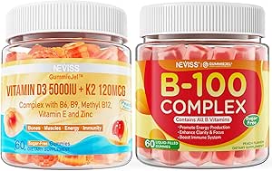 NEVISS Vitamina D3 K2 Gummies + Complejo de vitamina B100