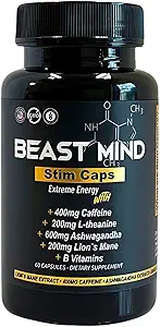 Extreme Energy Pills ← 400mg Caffeine ← 600mg Ashwagandha ← 200mg Lions Mane ← Aumento de la energía " Mood by Beast Mind