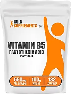 BulkSupplements.com Vitamina B5 Powder - como Calcio Pantothenate, B5 Vitaminas - Gluten Gratis, 500 mg de Vitamina B5 Ácido Pantoténico por Serving, 100g (3,5 oz) (Pack de 1)