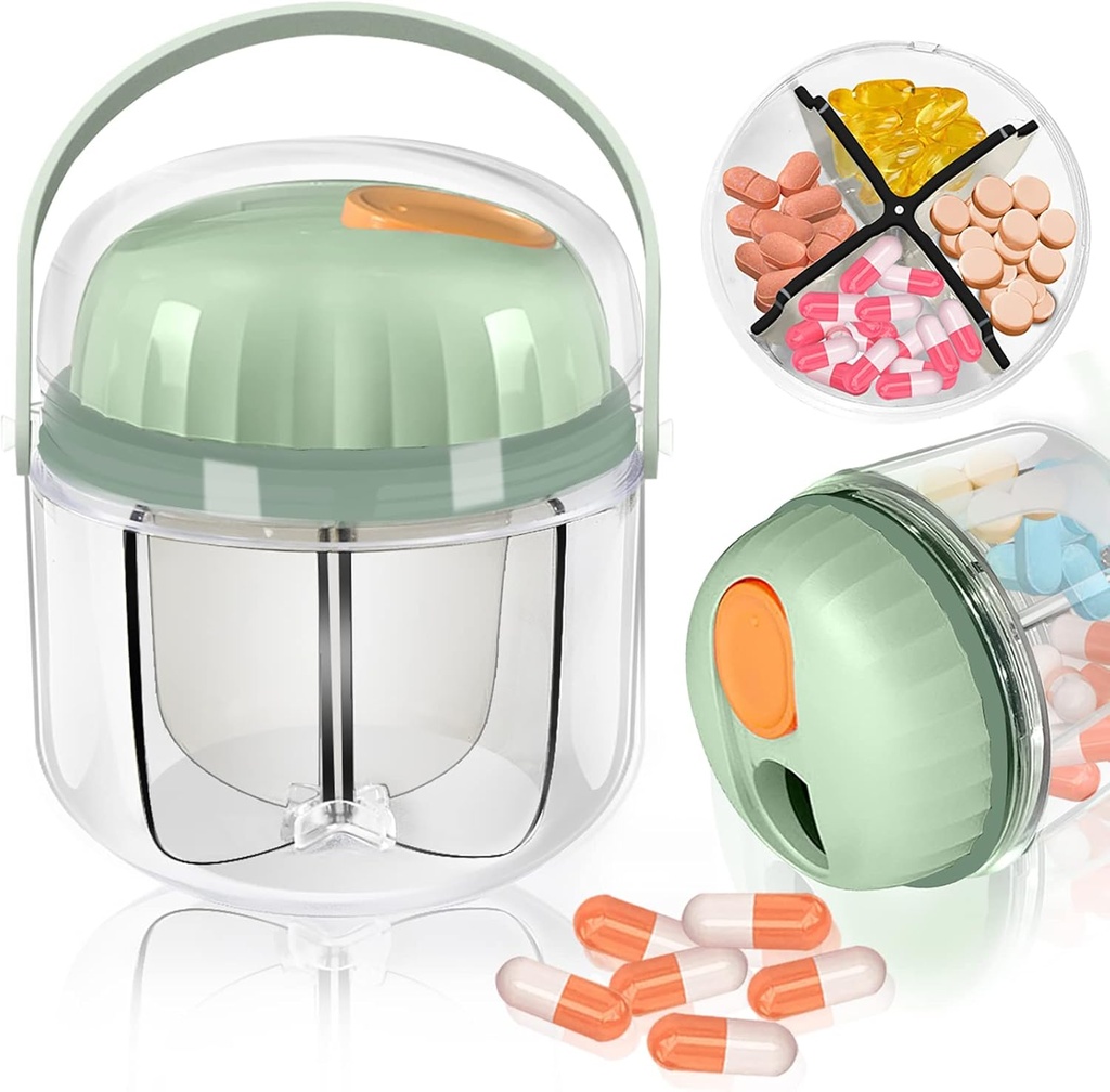 Caja de píldoras portátiles, GloDeals Organizador semanal de píldoras 7 días Organizador de medicina de viaje NO-BPA Moisture Proof Portable Medicine Container for Vitamins,Fish Oils, Supplements (Green)