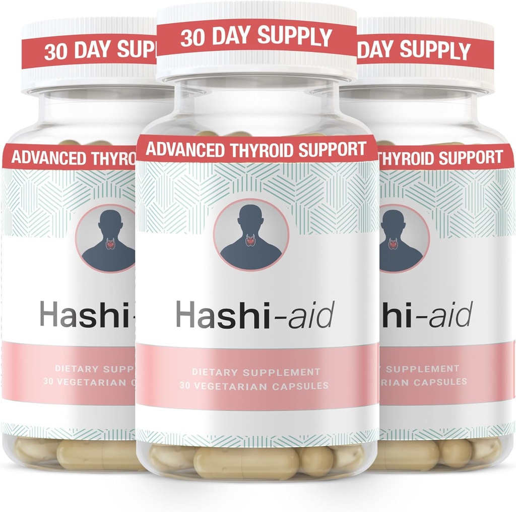 IBDassistTM Hashi Aid Thyroid Support for Women ' Hombres - Suplemento tiroideo para el hipotiroidismo de la enfermedad de Hashimoto* - con Ashwagandha, Selenium, Zinc, Vitaminas Esenciales &amp; Más - 30 cápsulas (3 Pack)
