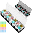 Restree Organizador semanal de píldoras, 14 Compartimientos Caja de píldoras portátiles, 2 veces al día Organizador de medicamentos AM/PM, Moisture-Proof Travel Pill Case for Vitamin, Medicine, Fish Oil/Supplements (White)