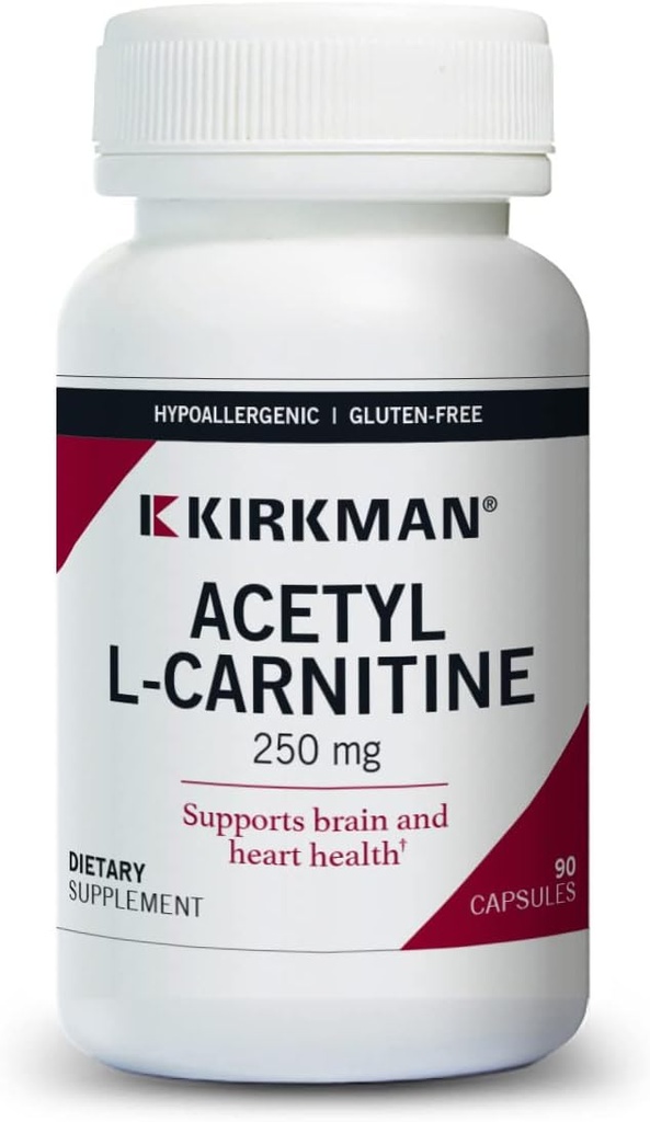 Kirkman - Acetyl L-Carnitine 250 mg - 90 cápsulas - Soportes Producción de energía celular sostenida - Hypoallergenic