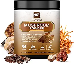 Café de hongos - Lions Mane Mushroom Powder Café instantáneo con Lion's Mane, Reishi, Chaga, Cordyceps, y Turquía Tail - Mushroom Coffe Alternativa para la energía, Claridad mental > Enfoque cerebral
