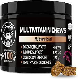 V-EST Cat Multivitamin Multifuncional – Soporta sistema inmunitario, salud conjunta y bienestar de la piel – Saludos saludables para gatos interiores – Tablas de fácil acceso – Vitaminas para gatos
