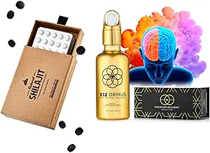 Ormus Monoatomic Gold Concentrate (HIGH Potency x12) - 1.7 fl. oz (50 ml) & Natural SHILAJIT Tablets - 120 Count, Sun Dried 100% Pure Shilajit for Men & Women