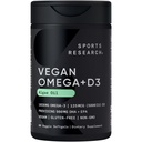 Sports Research Vegan Omega-3 con vitamina D3 Softgels - 1020mg Omega-3 & 5000iu D3 Suplemento - Fish Oil Alternative with Vitamin D Plant-Based Support from Algae Oil - 60 Veggie Softgels for Adults
