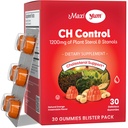 Maxi Health Cholesterol Gummies for Adults – 1200mg Plant Sterols and Stanols Suplementos – Kosher y Gluten Free Healthy Cholesterol Suplementos – Orange Flavor Gummies (30 Conde)