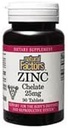 Factores naturales - Zinc Chelate 25mg, Soporte para la piel sana &amp; función inmune, 90 Tabletas