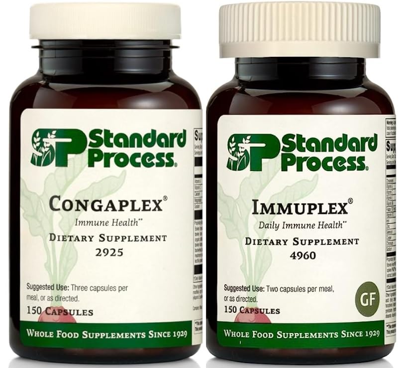 Standard Process Immune Support Bundle - Immuplex &amp; Congaplex Supplement Set - Dietary Supplements for Immune System Health Support - Gluten-Free Supplements with Ribonucleic Acid & Vitamin C