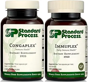 Standard Process Immune Support Bundle - Immuplex &amp; Congaplex Supplement Set - Dietary Supplements for Immune System Health Support - Gluten-Free Supplements with Ribonucleic Acid & Vitamin C