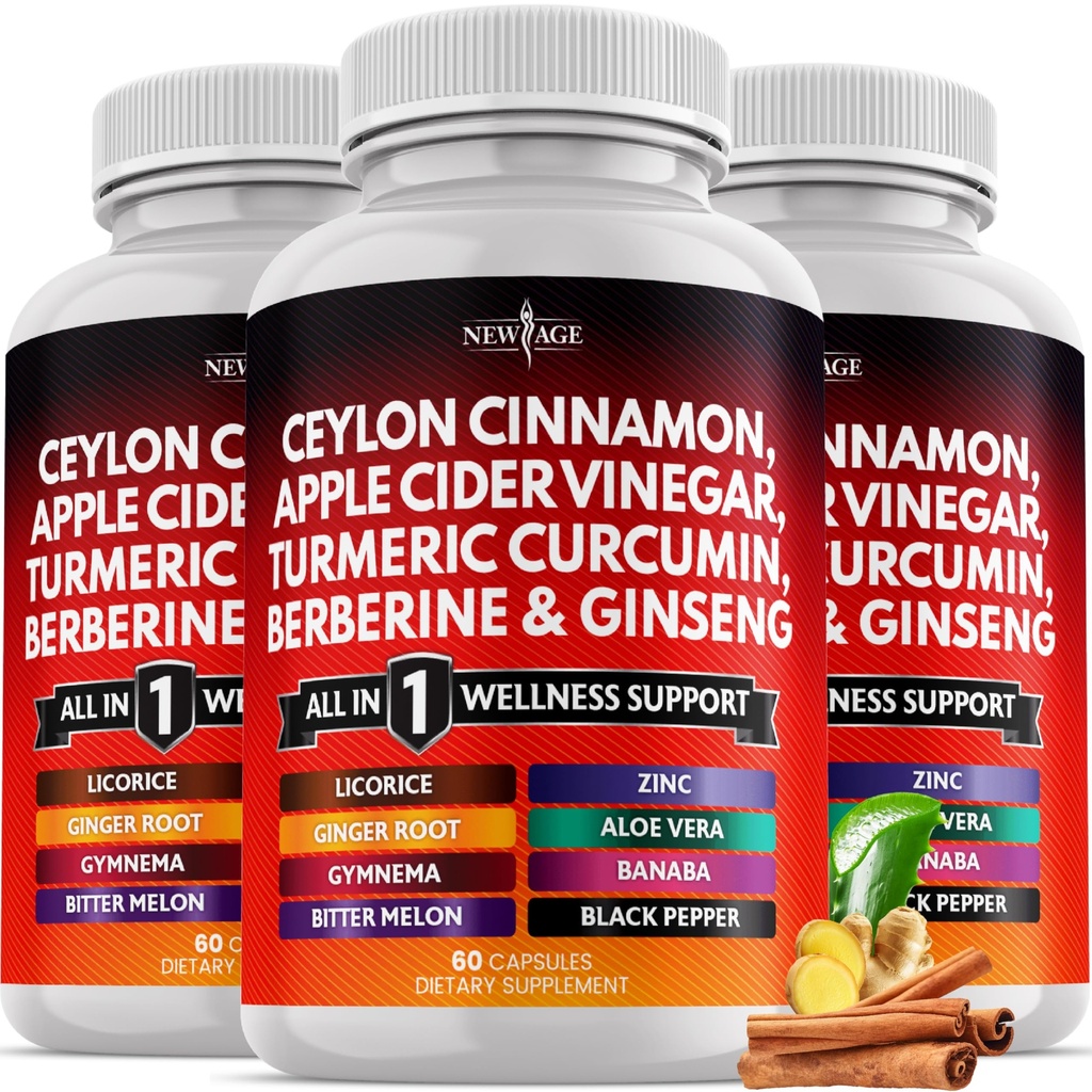 Ceylon Cinnamon, Turmeric, Apple Cider Vinegar, Ginseng, Aloe Vera, Berberine Plus Banaba, Ginger Root - 180 Count