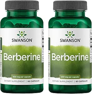 Swanson Berberine - Estándarizado 97% Berberine HCl- 400mg Cada - 60 cápsulas 2 botellas