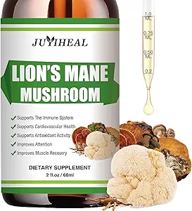Lions Mane Liquid - Brain Support, Energy, Memory & Focus - Sugar &amp; Alcohol-Free Lions Mane Suplemento - 2 Fl OZ, 2 Month Supply