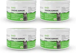 Tomlyn Immune Support Daily L-Lysine Supplement, Fish-Flavored Lysine Powder para gatos y gatitos, 4 Pack