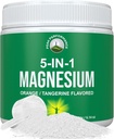 5-en-1 Bebida de Polvo de Magnesio para Mujeres &amp; Hombres. Magnesio Glycinate + Citrato + Malate + Chelate + Taurate. Gran Tasting Vegan Suplemento para la relajación muscular, sueño, calambres. Orange Flavor