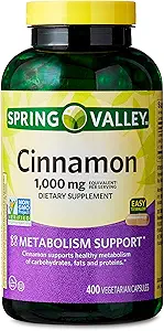 Suplemento dietético de canela de primavera, 1000 mg, 400 conde - Suplementos de canela, cápsulas de canela, canela