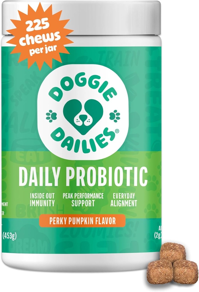 Probióticos para perros - Probióticos para perros avanzados con prebióticos - promueve la salud digestiva - apoya el sistema inmunitario y la salud general (Pumpkin) 225 Chews blandos