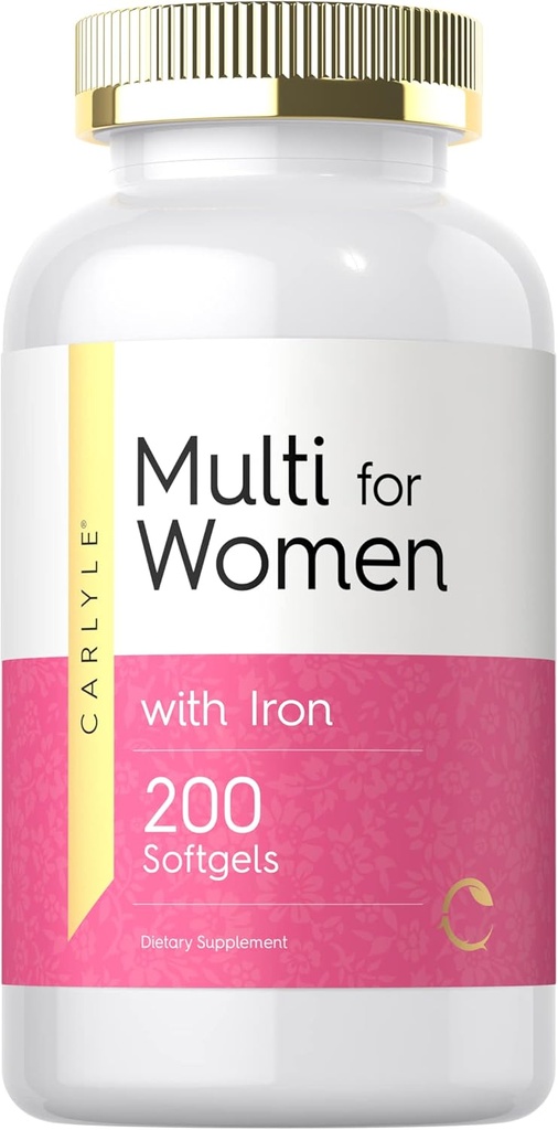 Carlyle Multivitamin for Women with Iron TEN 200 Softgels TEN Vitaminas Esenciales, Minerales y Omegas