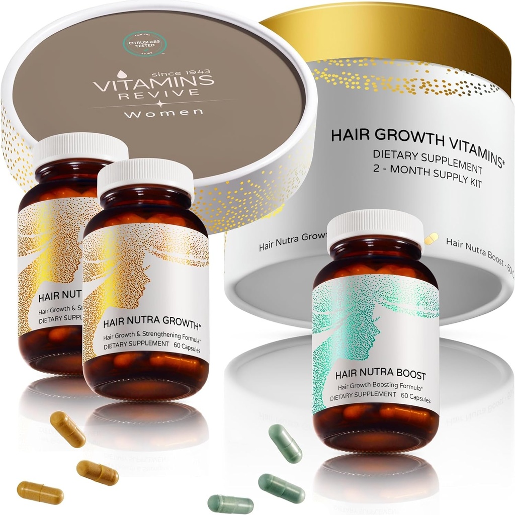 VITAMINAS REVIVE Hair Supplement Hair Growth Vitamins for Women - USA Clinically Tested - Hair Loss Products for Thinning " Thickening - Female Hair Regrowth Treatment (2 Month Supply)