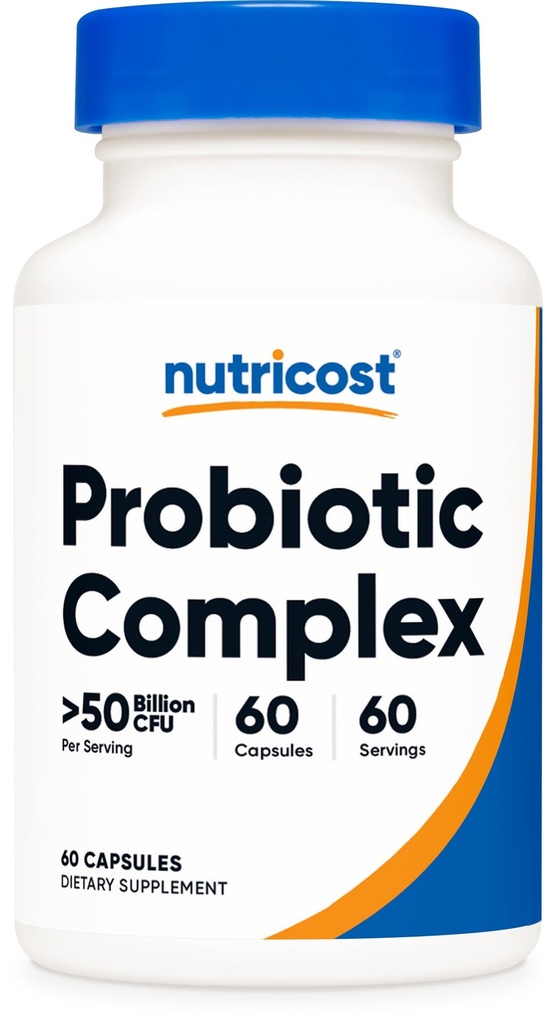 Complejo Probiótico Nutricost - 50 Billones CFU, 60 cápsulas - Probiótico para hombres y mujeres - cápsulas vegetarianas, no transgénicos, sin gluten