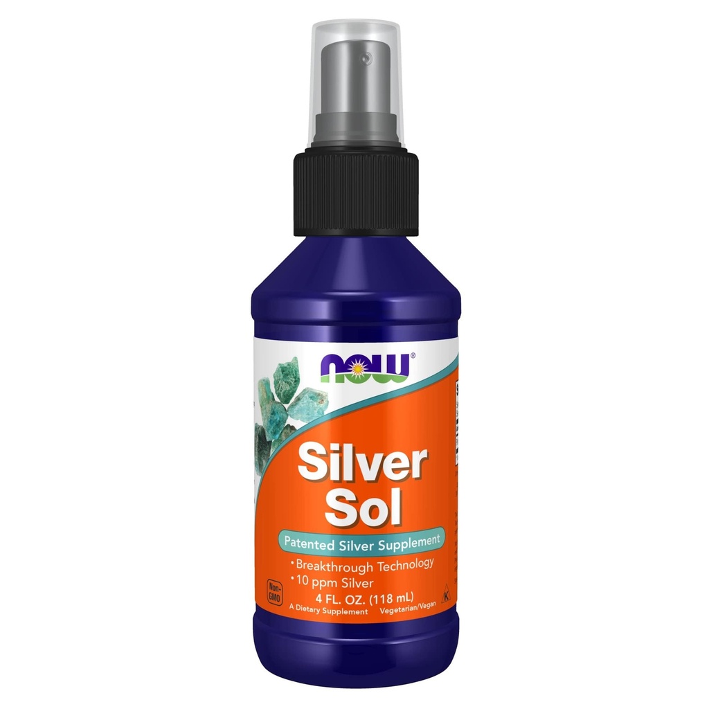 NOW Foods Supplements, Silver Sol 10 PPM with Elemental Silver and Deionized Water, Liquid, 4-Ounce