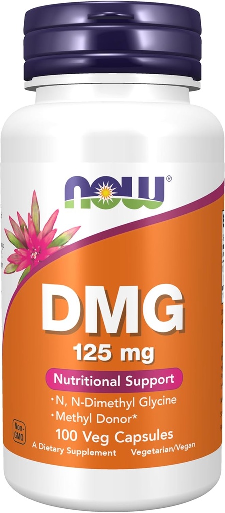 NOW Foods Supplements, DMG (N-Dimethyl Glycine) 125 mg, Nutritional Support, 100 Veg Capsules