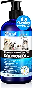 Aceite de salmón de Alaska para perros " gatos (8.8 oz) - Omega 3 aceite de pescado puro con ácidos grasos Omega 6, EPA " DHA - Antiinflamación para perros Skin and Coat - Natural Pet Joint, Immune, Brian & Heart Supplement