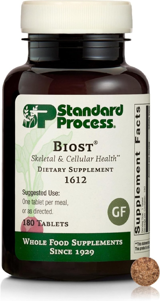 Standard Process Inc. Biost - Suplemento de Salud de Dientes y Huesos con Citrato de Magnesio Alimentario completo, Lactato de Calcio, Manganés - 180 Tabletas