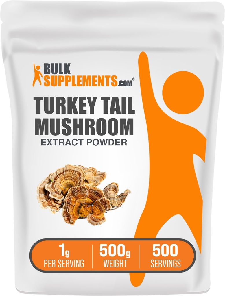 BulkSupplements.com Turquía Tail Mushroom Extract Powder - Coriolus Versicolor Extract, Mushroom Supplement - Vegan & Gluten Free, 1g per Serving, 500g (1.1 lbs) (Pack of 1)