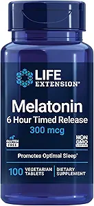 Extensión de vida DHEA 25mg y Melatonin 6 horas de tiempo de liberación 300mcg - 100 cápsulas y 100 tabletas