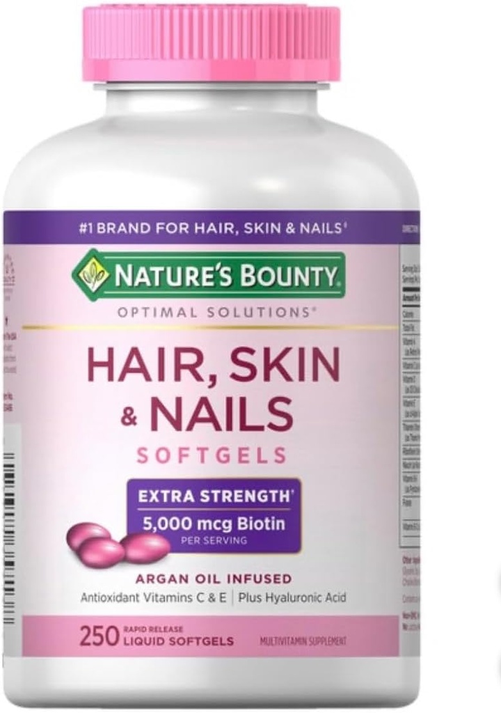 Cabello de recompensa de la naturaleza, piel y uñas, 250 Softgels (2 Pack)
