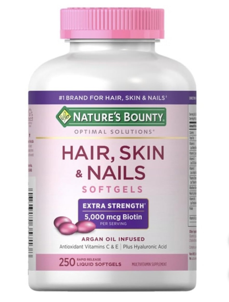 Cabello de recompensa de la naturaleza, piel y uñas, 250 Softgels (2 Pack)