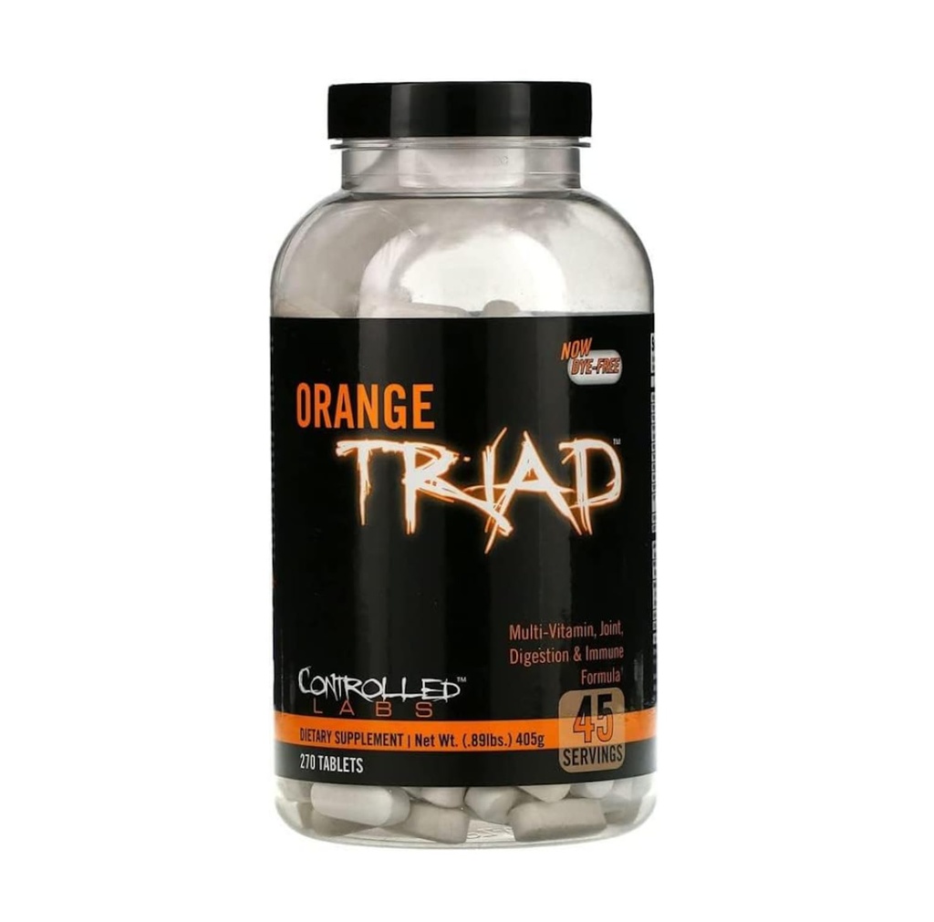 LABOR CONTROLADO Triada Naranja Multivitamínico diario, Hierro suplemento deportivo libre para el entrenamiento, Digestión, Inmune y Juntas, 45 serv - Tabletas (270 Conde (Pack of 1))