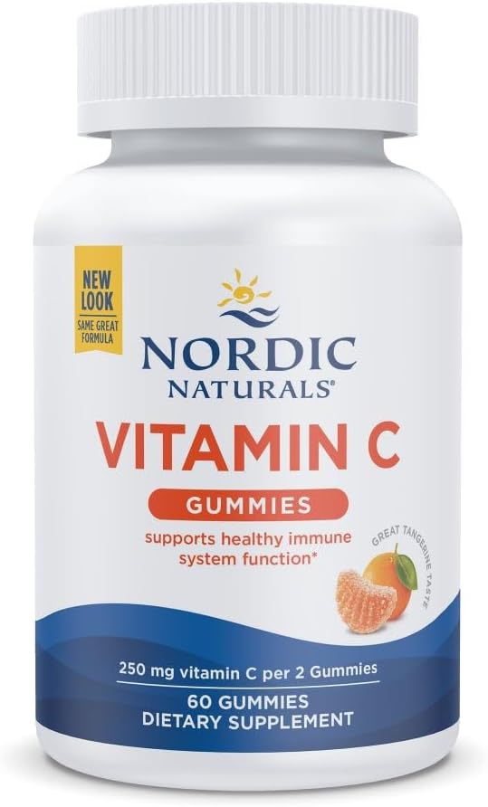 Naturales nórdicos Vitamina C Gummies, Tángerina Tarta - 60 Gummies - 250 mg Vitamina C - Apoyo Inmunitario, Protección Antioxidante, Crecimiento Infantil &amp; Desarrollo - No GMO, Vegan - 30 Servimientos