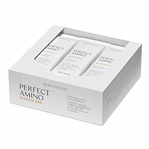 BodyHealth PerfectAmino Bar Protein Energy Snack with 10g of Protein, Plant Based MCT's, Superfood Blend, Kosher, (Blondie, 12 Pack)