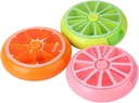 Portable Mini 7 días Forma circular semanal Forma rotativa Cute Fruit Style 3-Compartment Pill Organizer Box (Mixed Color)