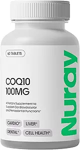 Nuray COQ10 100mg y vitamina E Tablas Chewable - Quick Dissolving Orange Flavored Energy Supplements - Supports Heart Health & Liver Function - 60 Conde, Vegetarian, Gluten Free