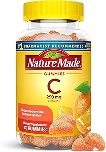 Nature Made Vitamina C 250 mg por por porción, Suplemento dietético para Apoyo Inmunitario, 80 Gummies, 40 Day Supply