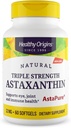 Orígenes saludables Astaxanthin 12 mg (Natural, Astapure, Triple fuerza, No GMO, Gluten Free, Eye Support, Joint Support, Immune Support), 60 Softgels