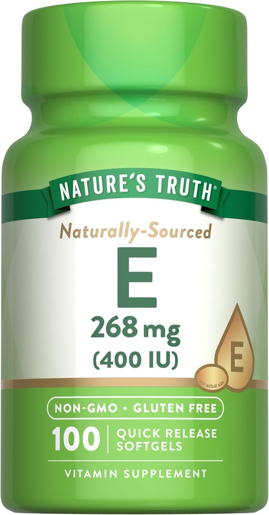 La verdad de la naturaleza Vitamina E 400 U Softgels Silencioso 268mg Silencioso 100 Cuenta ← No GMO &amp; Gluten Suplemento gratuito
