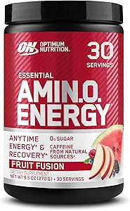 Optimum Nutrition Amino Energy - Pre Workout with Green Tea, BCAA, Amino Acids, Keto Friendly, Green Coffee Extract, Energy Powder - Fruit Fusion, 30 Servings (Packaging May Vary)