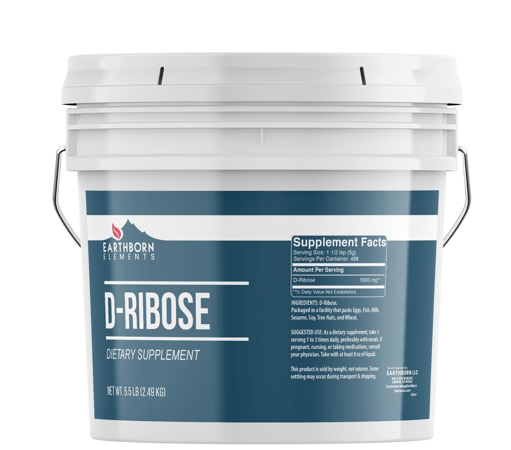 Elementos terrestres D-Ribose 1 Gallon, Puro " Undiluido, Suplemento dietético