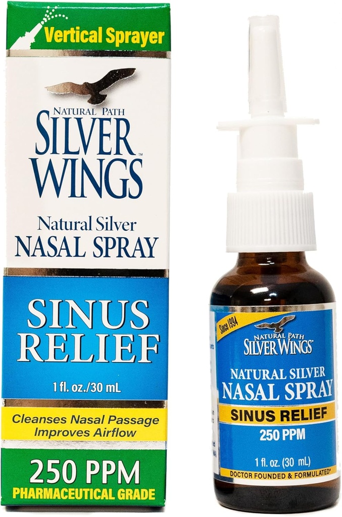 Natural Path Anillos de plata sinus Alivio Natural Plata Nasal Spray - 250ppm - 1oz